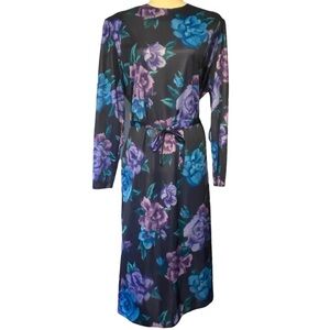 Vintage Nancy II purple‎ floral shift dress with tie belt  size 20